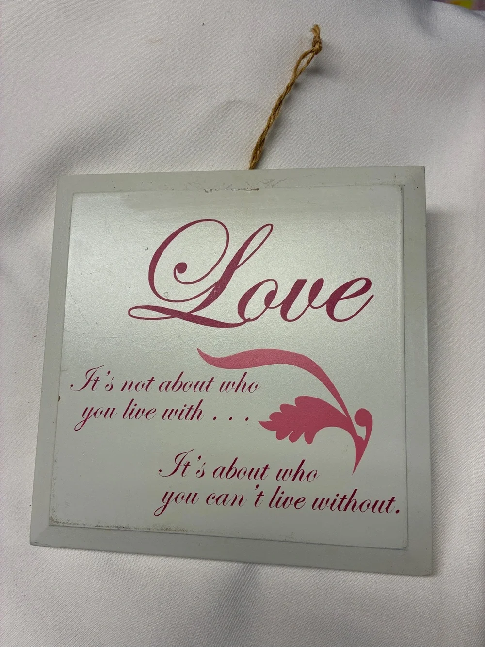 Love Quote Wall Plaque Pink Script Romantic Home Decor Sign 7x7